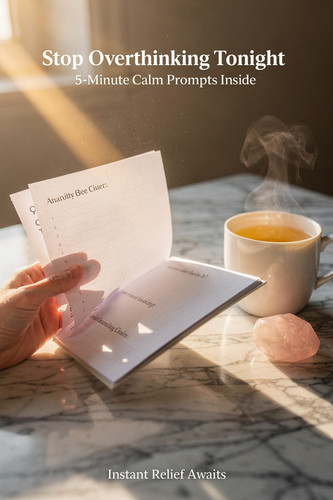 Zainab Lunje Hand gently holding open printable anxiety journal on marble desk 1d5da183 a23b 4e8e a0.1