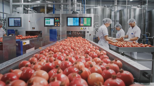 Granatapfelsaft Produktion Vom Rohstoff zur Flasche Industrieprozess.jpg