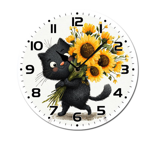 cute black cat carrying sunflower 001 01.jpg