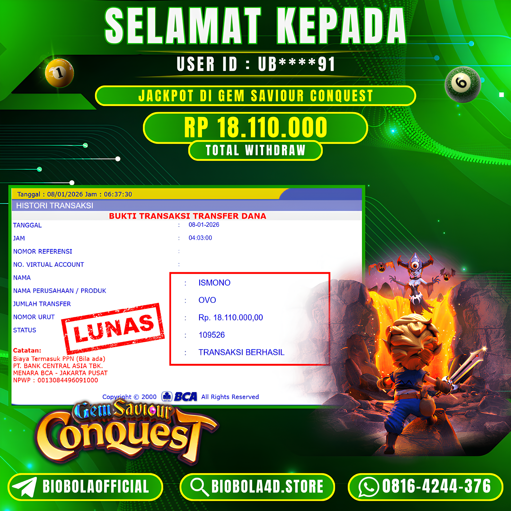 JP Gem Saviour Conquest 18 JT DI BAYAR LUNAS !!