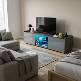 A Sturdy Grey LED TV Stand with Plenty of Storage