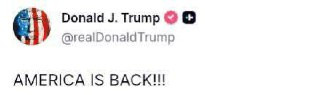 الرئيس الأمريكي ترامب: أمريكا عادت!...