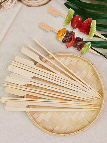 200pcs 100pcs 50pcs 10pcs Natural Bamboo Skewers Smooth Splinter Free. Appetizers Flat Bamboo Sticks.jpg