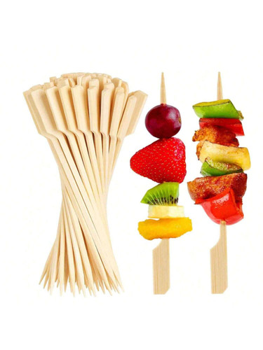 200pcs 100pcs 50pcs 10pcs Natural Bamboo Skewers Smooth Splinter Free. Appetizers Flat Bamboo Sticks.jpg