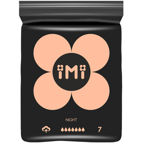 4870247056797 390065 ПРОКЛАДКИ IMI ЖЕНСКИЕ УЛЬТРАТОНКИЕ ГИГИЕНИЧЕСКИЕ BLACK 320ММ 7КАП 7ШТ П П.png