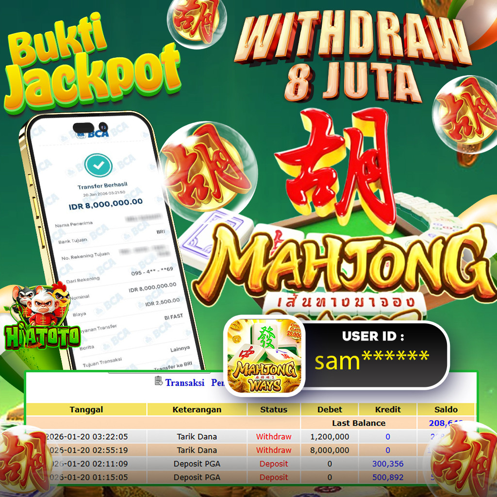 HIATOTO JACKPOT!!! Jackpot MAHJONG WAYS  Sebesar Rp,8.000.000 Juta Di Bayar Lunas!
