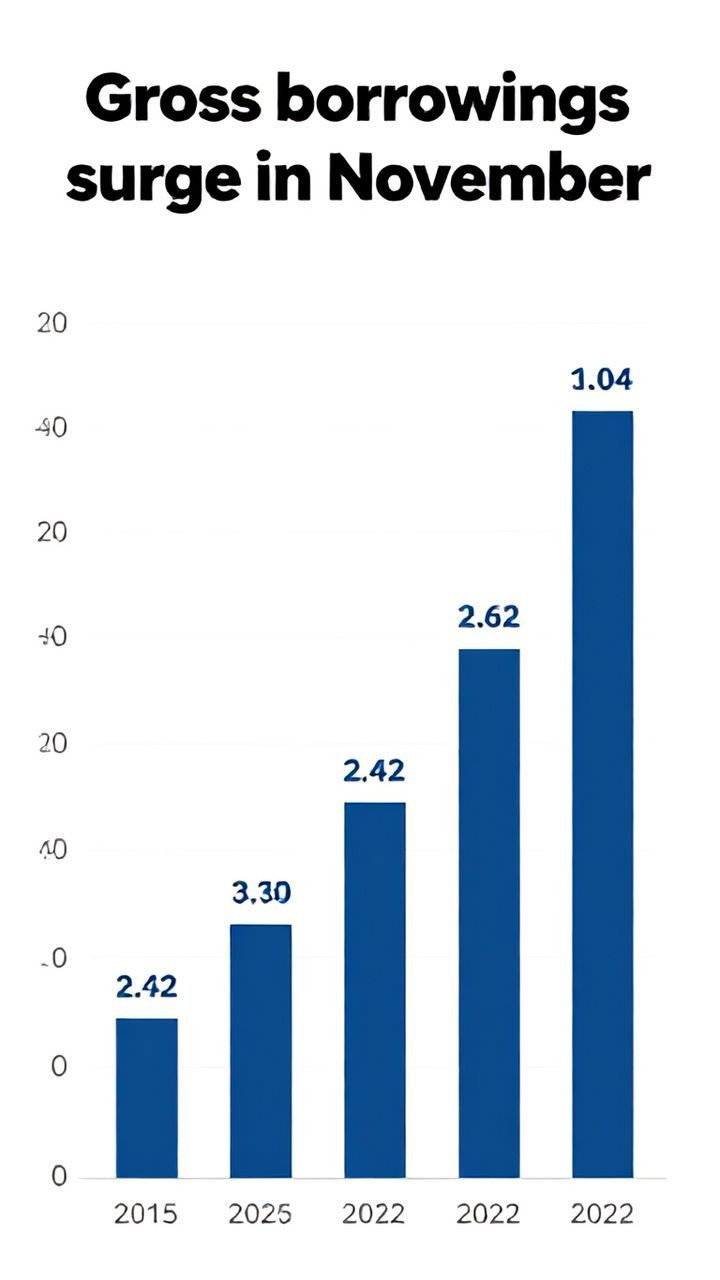 Gross borrowings surge in November