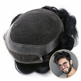 Simois Hair System for Men Full Lace in Center with 1&#039;&#039; Thin Skin Around and 1-2&#039;&#039; Lace in the Fr