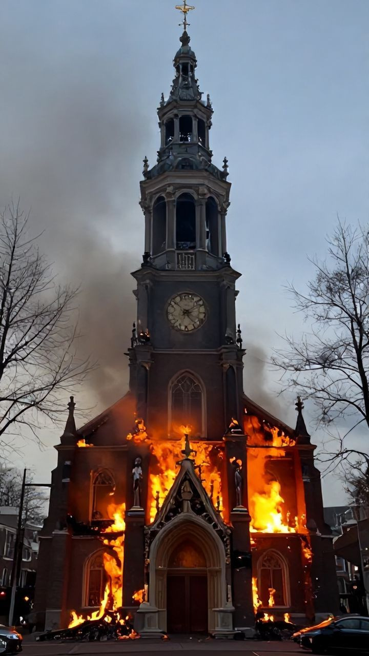 Fire ravages Amsterdam church on 'unsettled' Dutch New Year