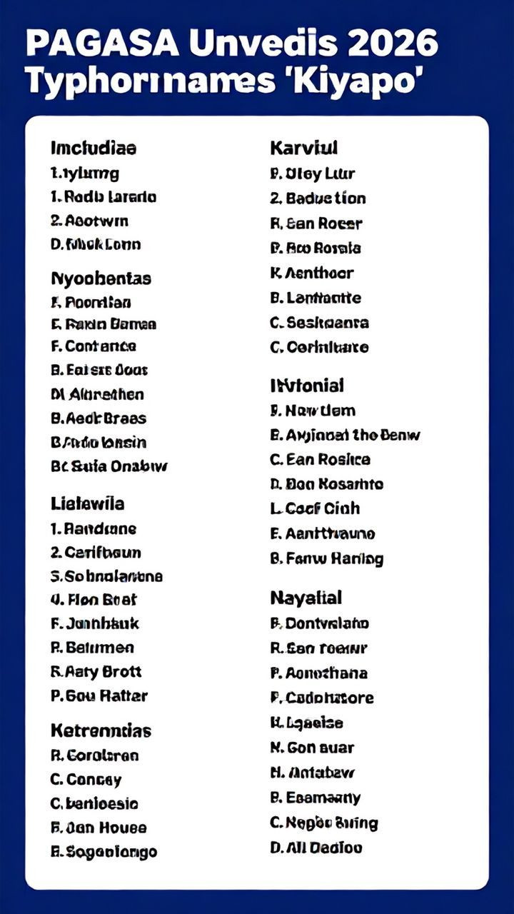 Pagasa unveils 2026 typhoon names, including ‘Kiyapo’