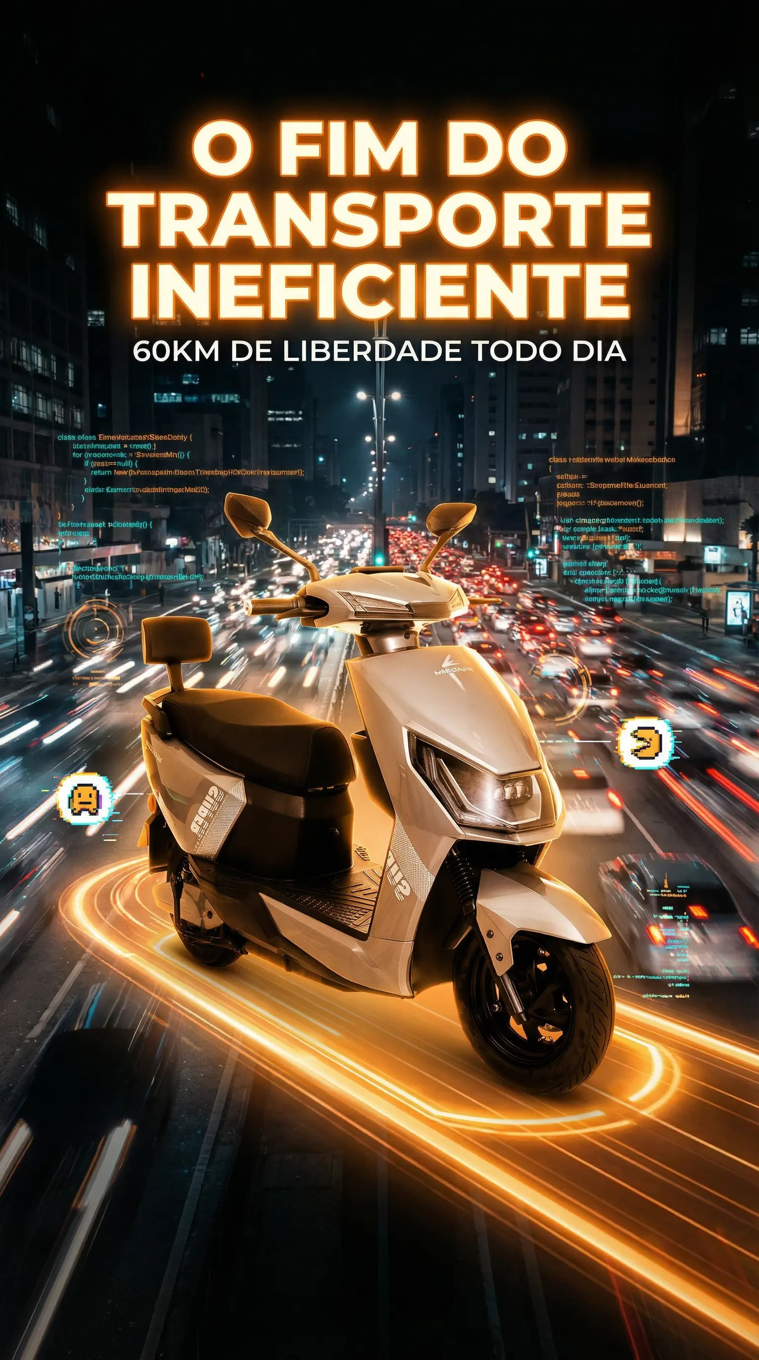 Bateria de 60V da scooter elétrica 1000W, evidenciando sua capacidade e durabilidade para distâncias longas.