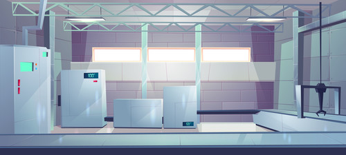 Industrial factory or plant production hall empty interior cartoon vector. Manufacturing facility, h.jpg