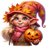 Gnom Mädchen mit Herbstblätter (11)