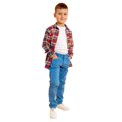 Toddler Boy Flannel Shirt with Denim Pant - $3.5.png