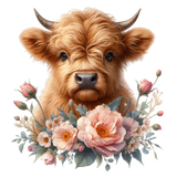 Baby Hochlandkuh mit Blumen (3)