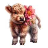 Baby Hochlandkuh mit Blumen (4)
