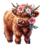 Baby Hochlandkuh mit Blumen (2)