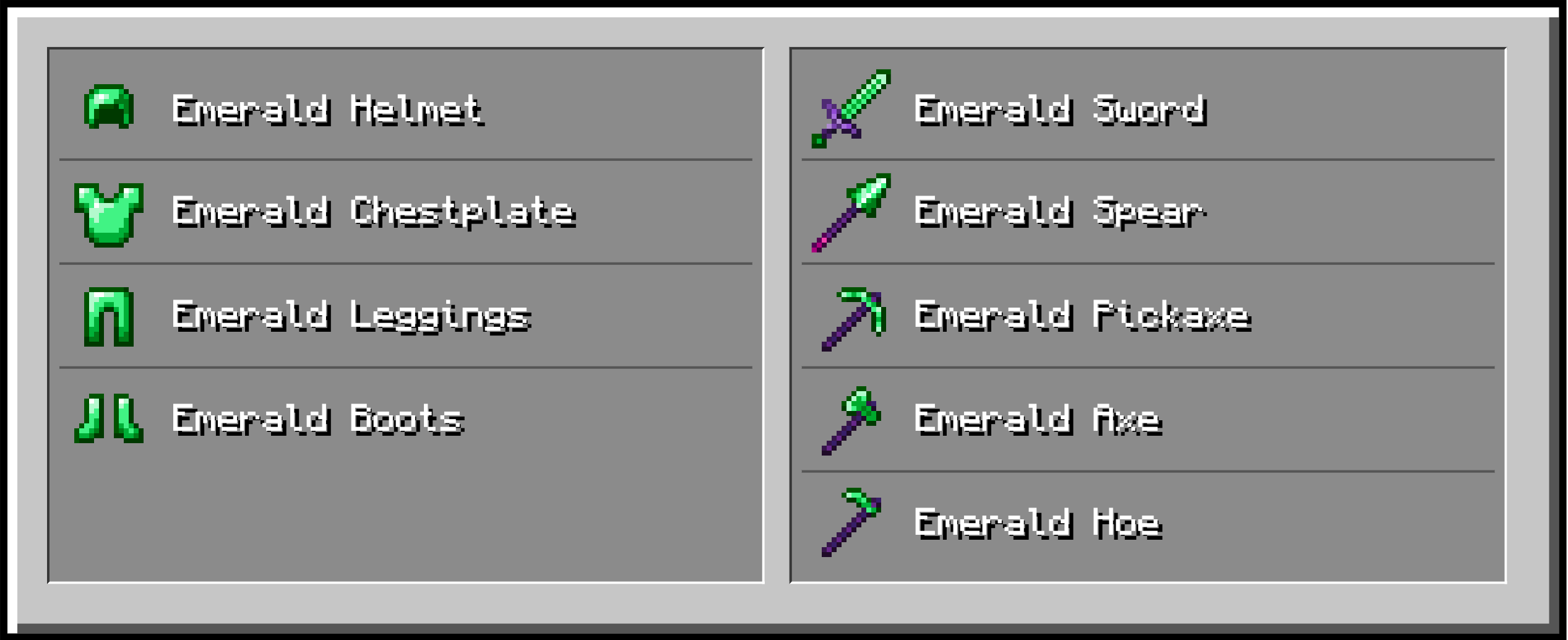 Emerald Armor and Tools