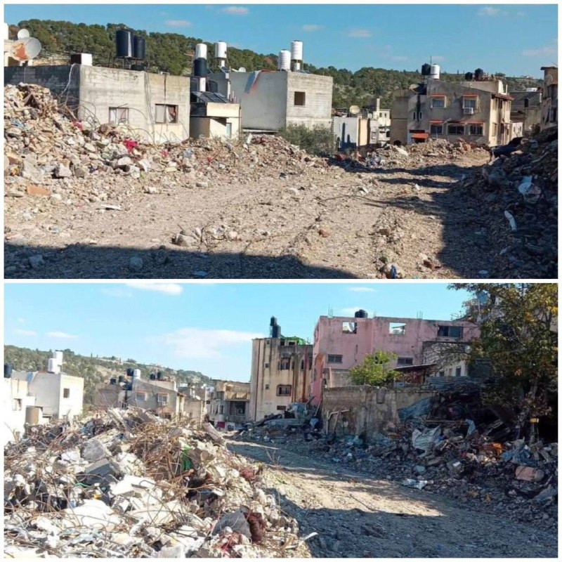 صورتان جديدتان توثقان آثار الدمار داخل حارة "المسلخ" بمخيم نور شمس في طولكرم؛ جرّاء عدوان الاحتلال المستمر...