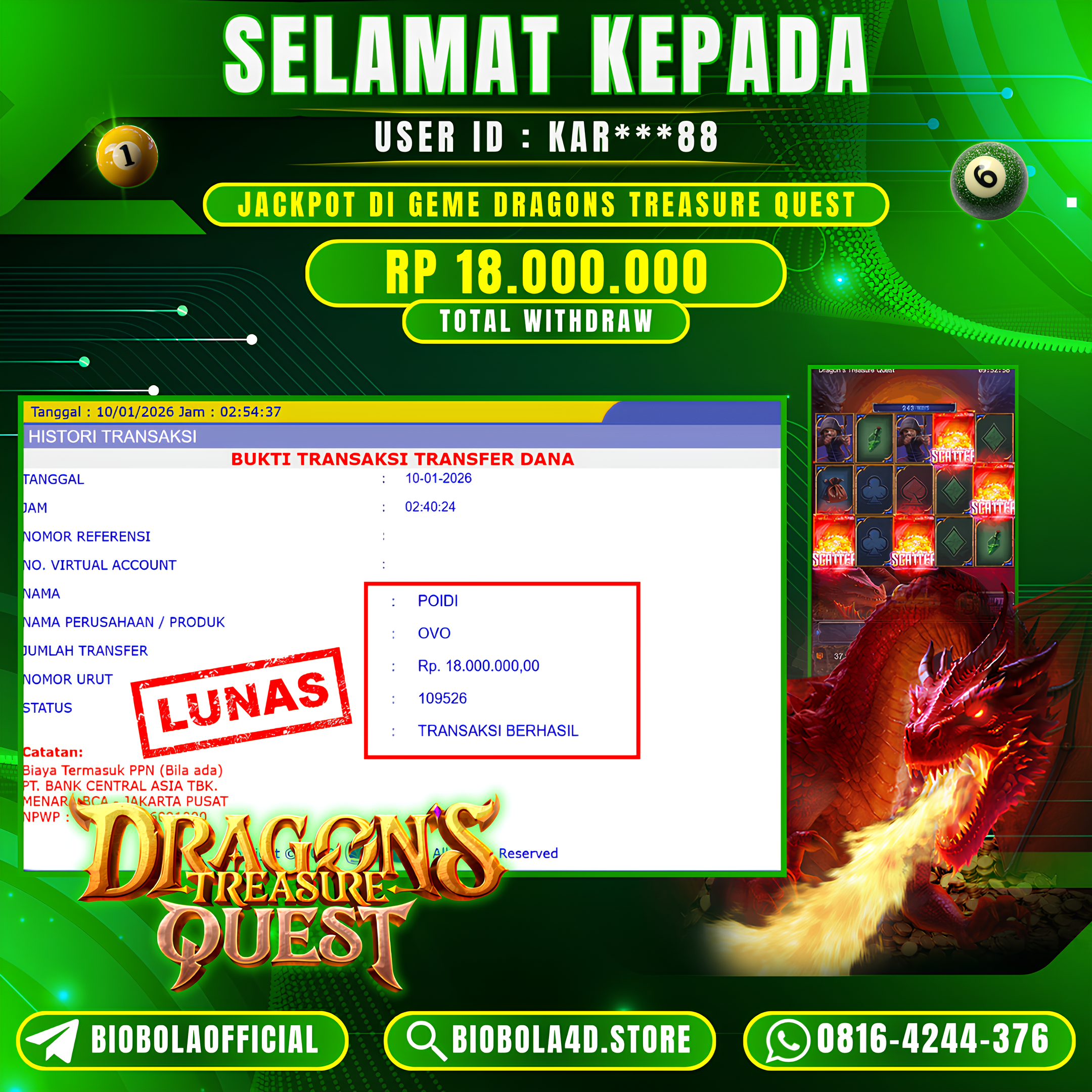 JP Dragons Treasure Quest 18 JT DI BAYAR LUNAS !!