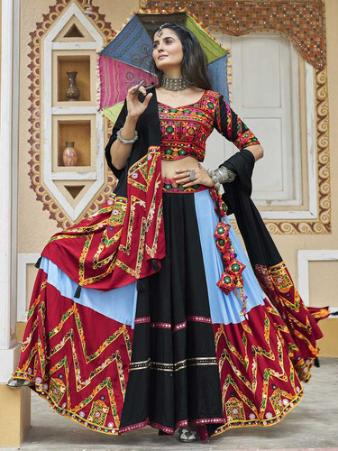 Sky Color Maslin Cotton Lehenga Choli Mangalam Designer.jpg