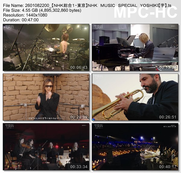 [TV-Variety] YOSHIKI ~奇跡の舞台へ~ (NHKG 2026.01.08)