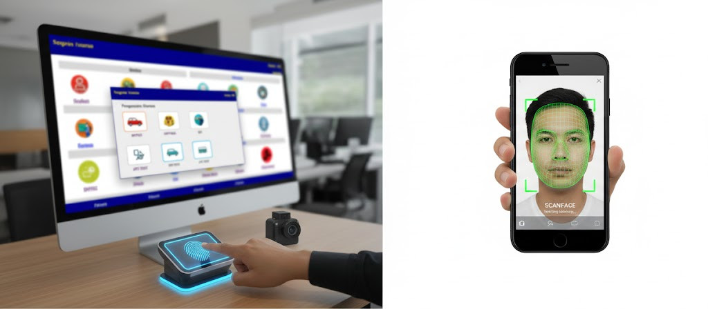 Facial recognition and thumbprint authentication for secure student login