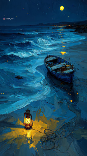 dovakin 2024 Van Gogh style night beach scene abandoned wooden ca20e232 111a 48a6 a67d 4d7e4cb345a9.jpg