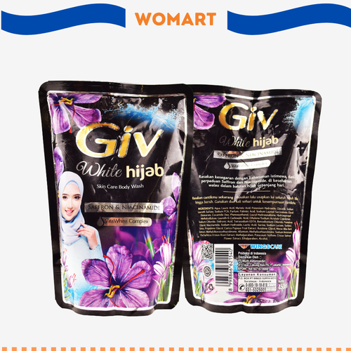 Body Wash Giv White Hijab Saffron & Niacinamide Pouch 400 Ml Womart.png
