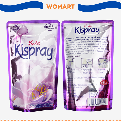 Kispray Violet Pewangi & Pelicin Pakaian Pouch 280 Ml Womart.png