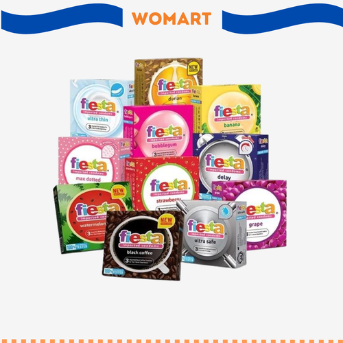 Kondom Fiesta Kondom Black Coffee Watermelon Strawberry Banana Durian Bubble Gum Grape Isi 3 Pcs Isi.png