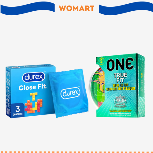 Kondom Durex Close Fit Isi 3 Pcs & Kondom One True Fit Isi 3 Pcs Womart.png