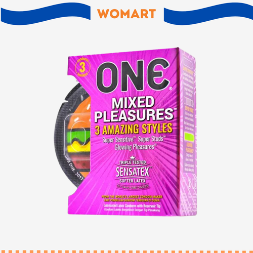 Kondom One Mixed Pleasures Isi 3 Pcs Alat Kontrasepsi Womart.png
