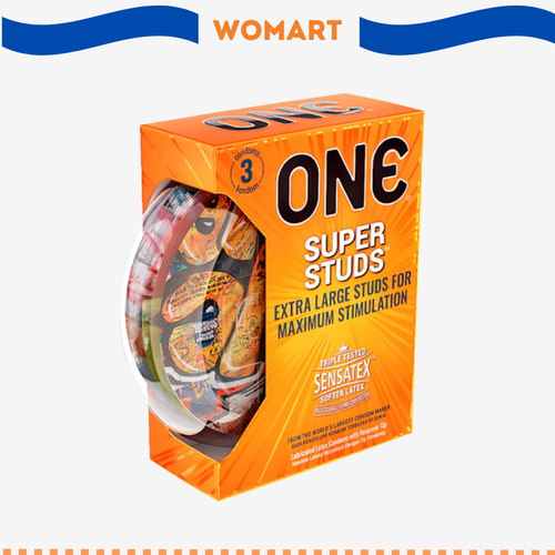 Kondom One Super Studs Isi 3 Pcs Kondom Bertekstur Womart.png