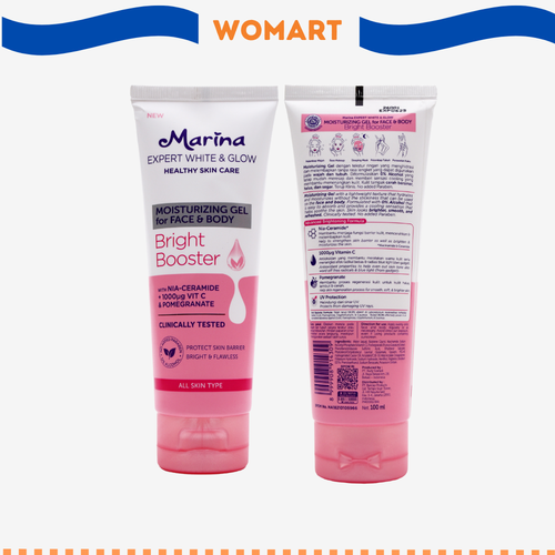Marina Expert White & Glow Moisturizing Gel For Face & Body Bright Booster 100 Ml Womart.png
