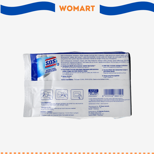Tisu Basah Sos Antibacterial Wipes 20 Sheets Membunuh Kuman Womart 2.png