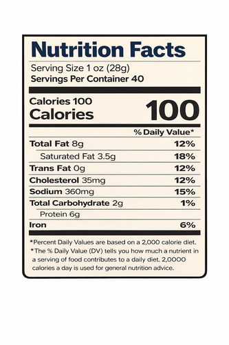 Goldrush Beef Sticks Honey 2lb Nutritin Label.png