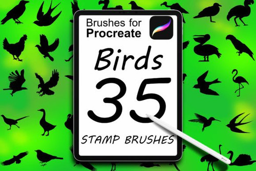 35 Bird Brush Silhouettes for Procreate Graphics 27335736 1 580x387.jpg