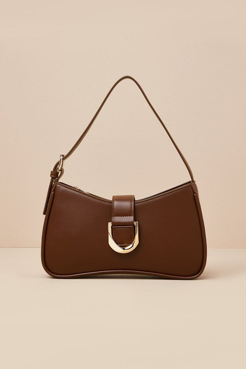 Oh So Chic Brown Buckle Shoulder Bag Lulus.jpg