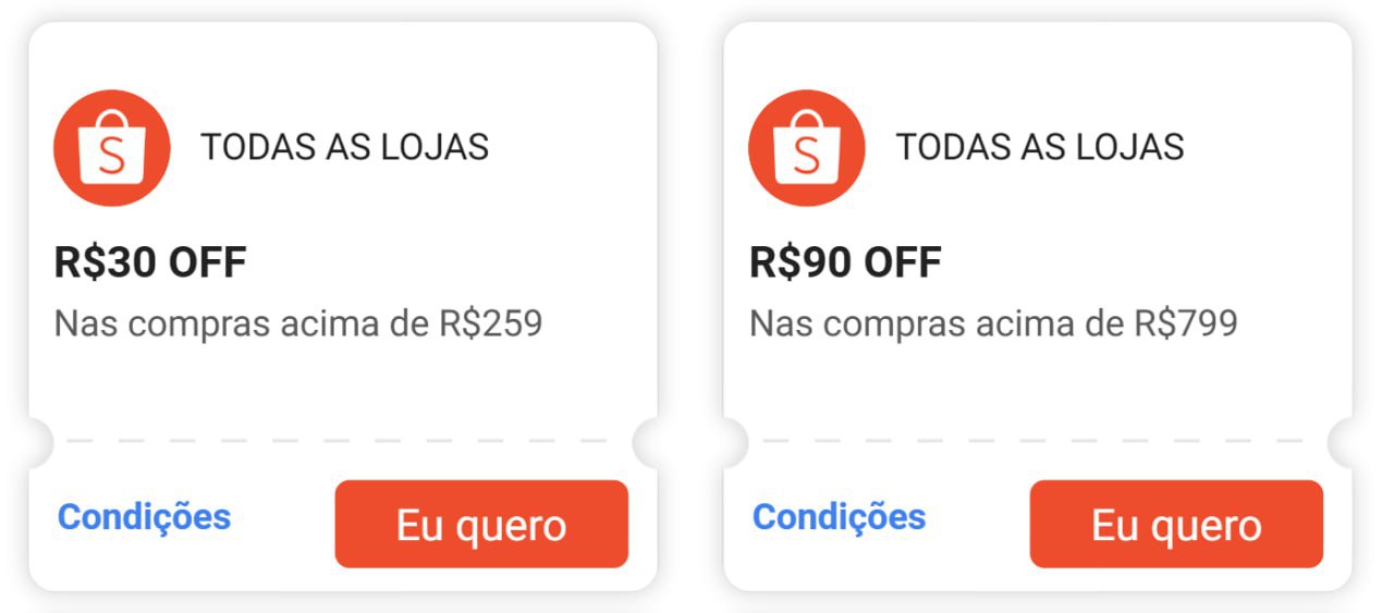 Cupons Shopee, para resgatar na pagina