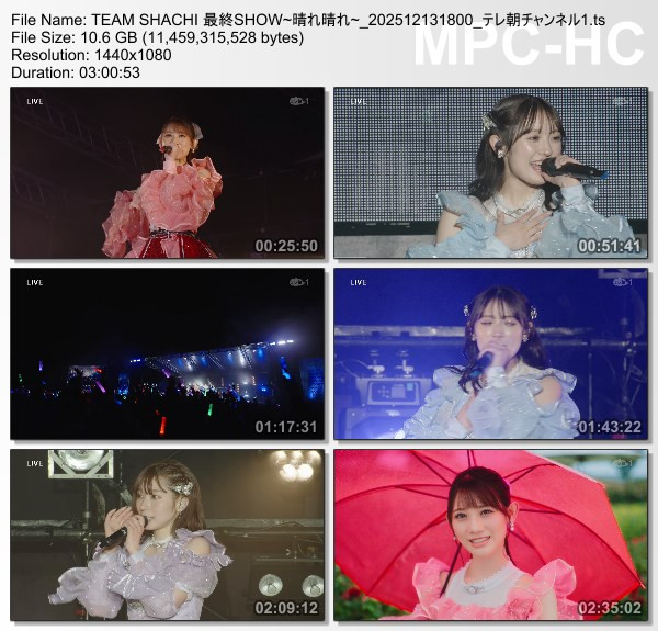 [TV-Variety] TEAM SHACHI 最終SHOW～晴れ晴れ～(CSテレ朝チャンネル１ 2025.12.13)