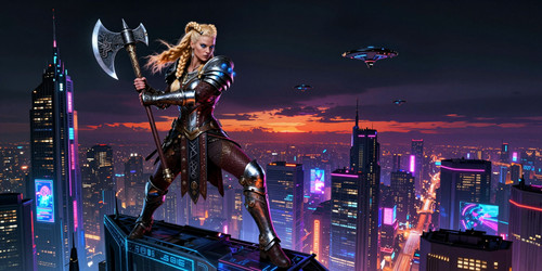 Vicious Viking Vixen a tall and muscular warrior with braided fiery blonde hair cascading down her b.jpg