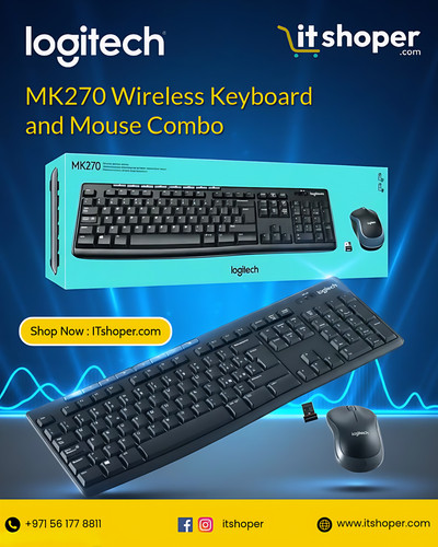 Logitech MK270 wireless keyboard and mouse combo displayed on blue background electronics online sto.jpg