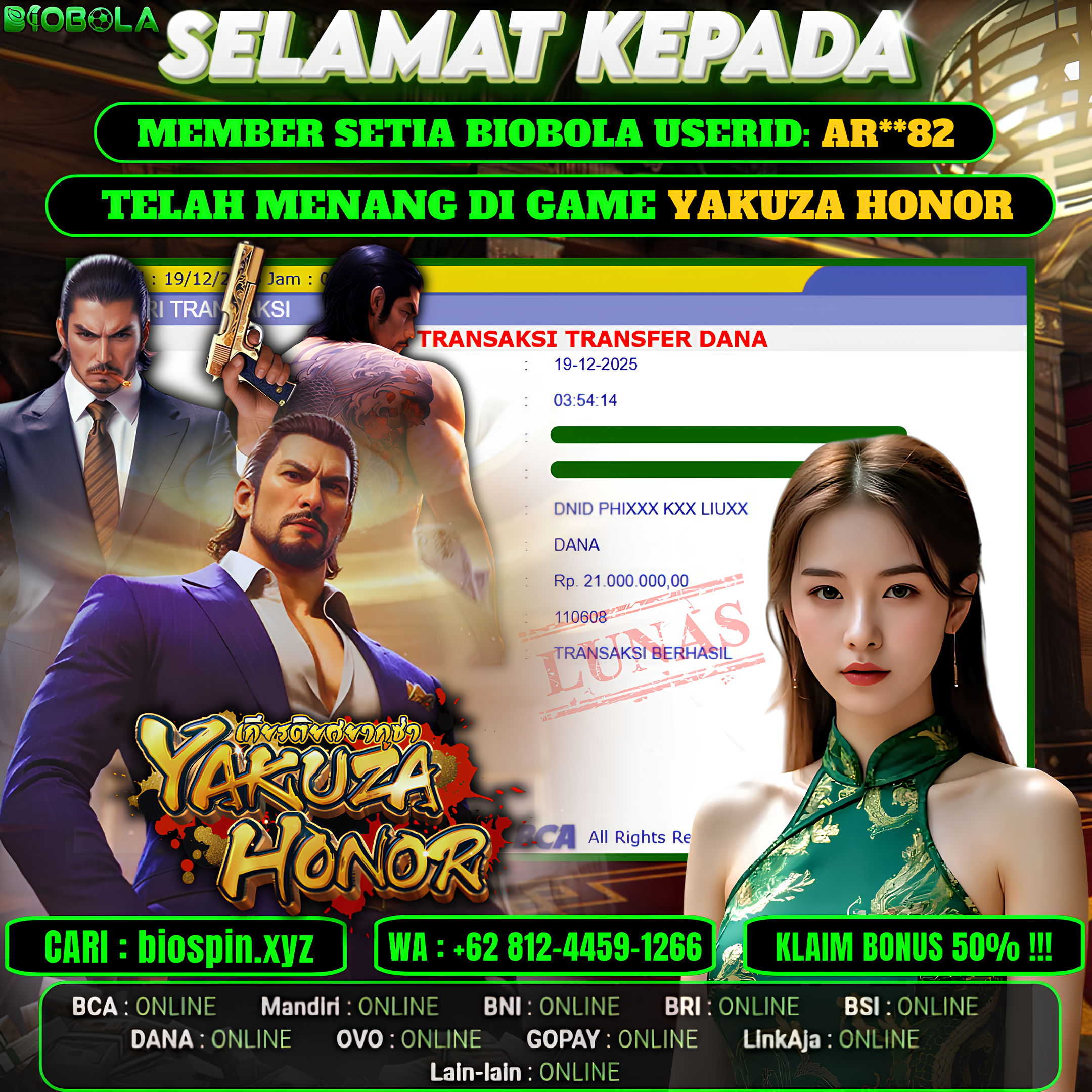 JP YAKUZA HONOR 21JT DI BAYR LUNAS !!