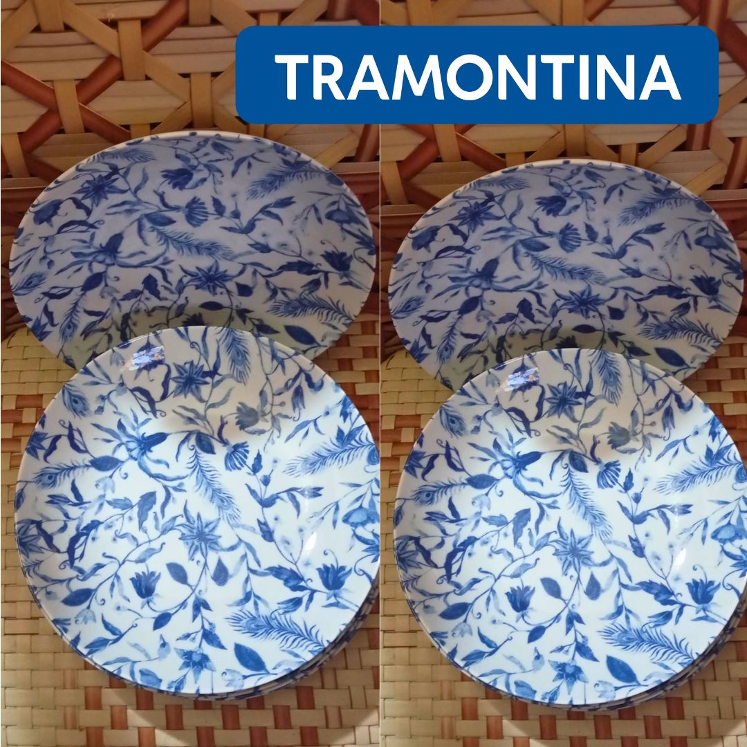 Kit Prato Fundo Tramontina Floral em Porcelana Decorada 21 cm 06 Peças