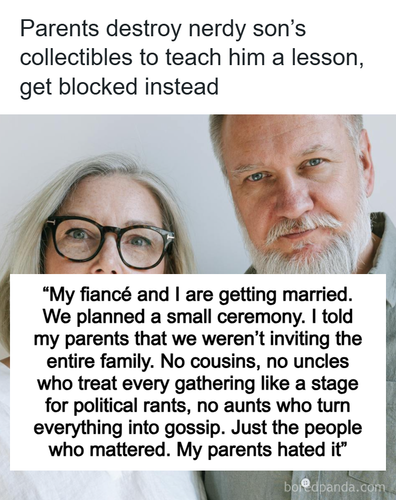 man cuts ties family destroys collectables.png