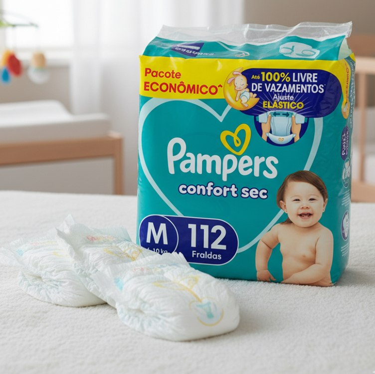 Fralda Pampers Confort Sec Tamanho M 112 Fraldas Descartáveis