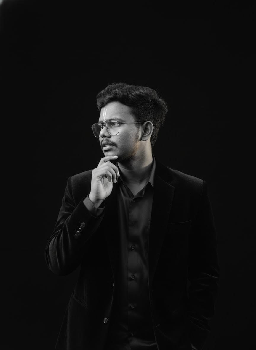 Black and white portrait of Hari Bobb