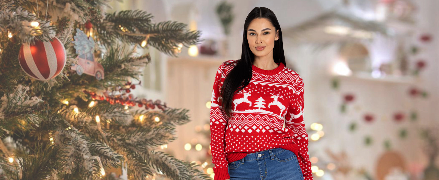 Weihnachtspullover Damen für Weihnachtsfeier und Xmas Party