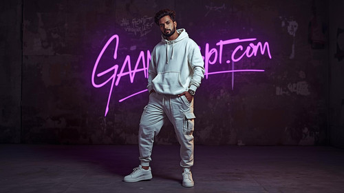 A fashionable Bollywood style Indian man wearing all white streetwear—oversized hoodie, relaxed carg.jpg